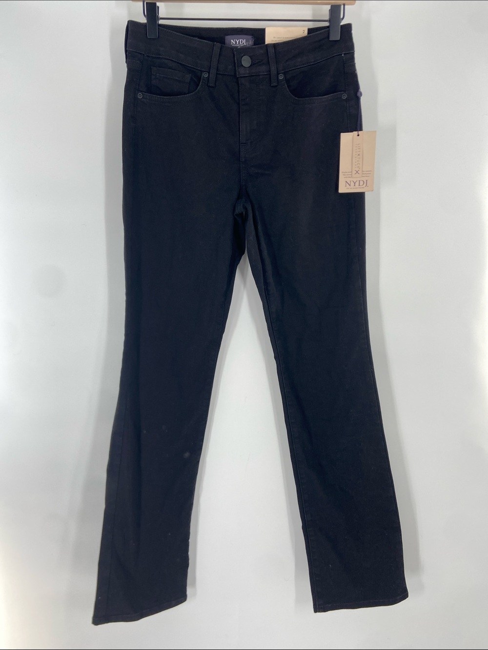 NYDJ Black Denim Marilyn Straight Jeans Size 2 NWT